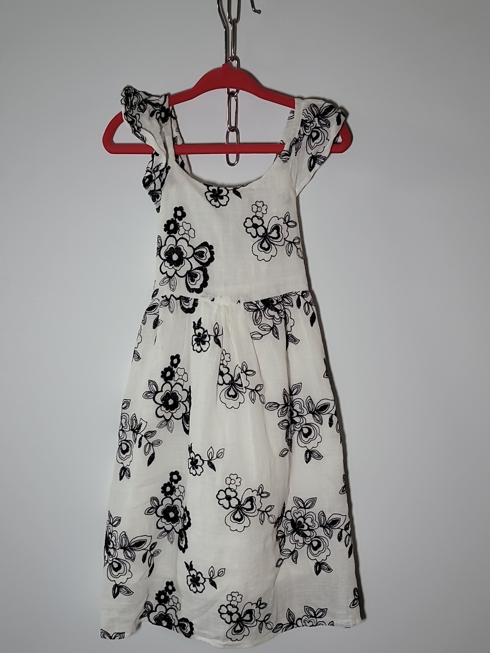 Zara White Dress with Black Floral Print